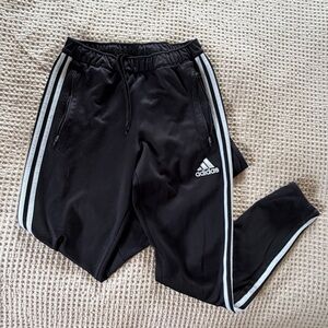 Adidas Black Joggers with White Stripes